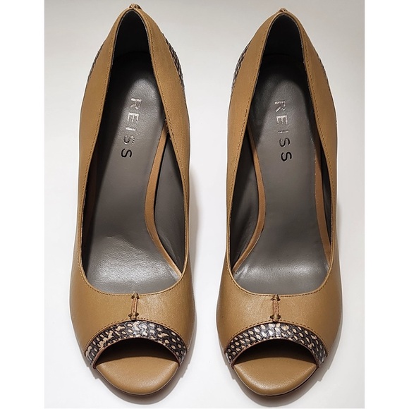 Reiss Shoes - Reiss Caprice light tan watersnake snakeskin trim